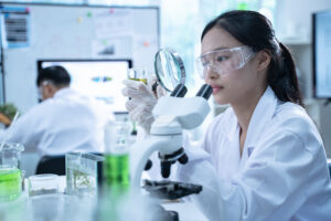 In the green laboratory, science and chemistry merge as biology experts conduct research, test each experiment carefully, and aim to improve global health.